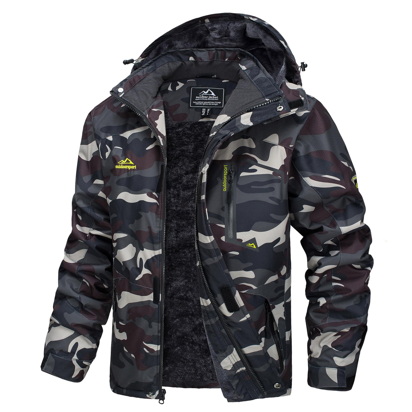 MAGCOMSEN Men's Hooded Fleece Ski Jacket Waterproof Thermal Thick Warm Parka Co image 13