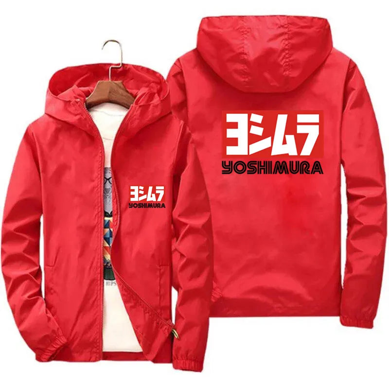 Yoshimura-Japanese pilot jacket with zipper for men, thin jacket with hood, ove image 1