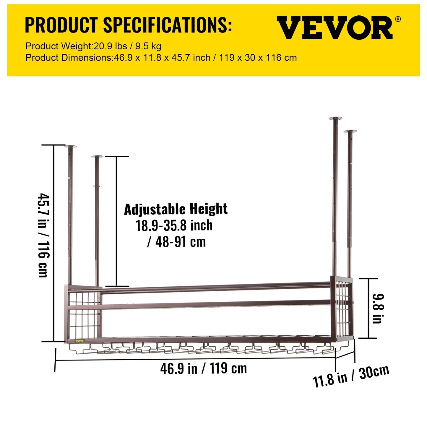 VEVOR Metal Wine Glass Rack Upside Down Ceiling Hanging Goblet Glass Cup Holder image 7