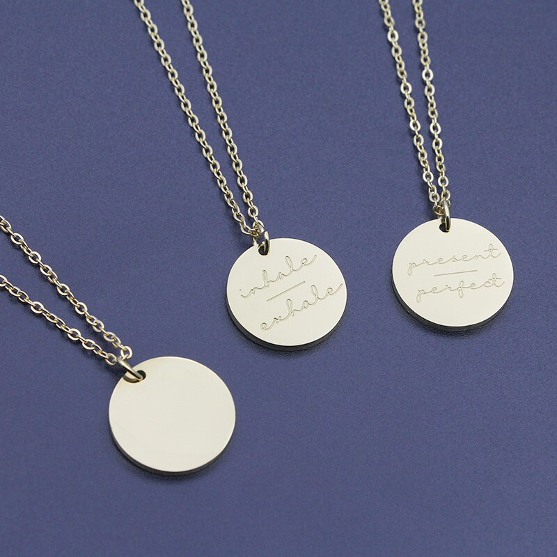Simple Disc Pendant Necklace Stainless Steel Gold Plated Faith Over Fear image 11