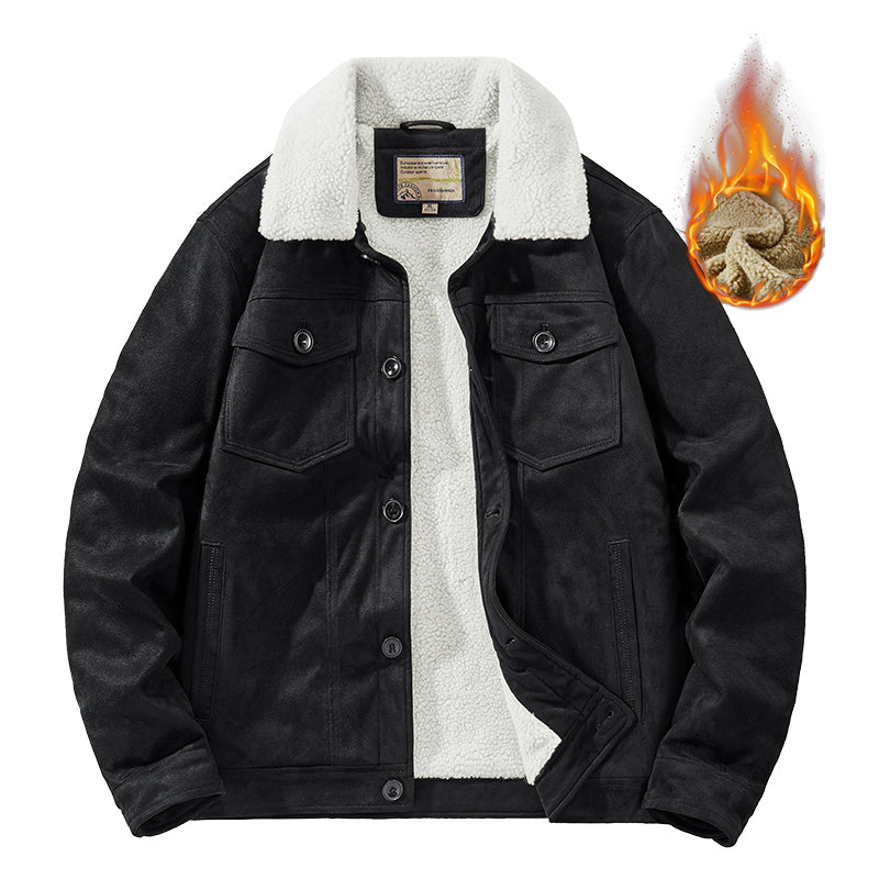 NEEDLESNOAH Autumn Winter Men Warm Pilot Jackets Fleece Suede Thick Coats Male image 3