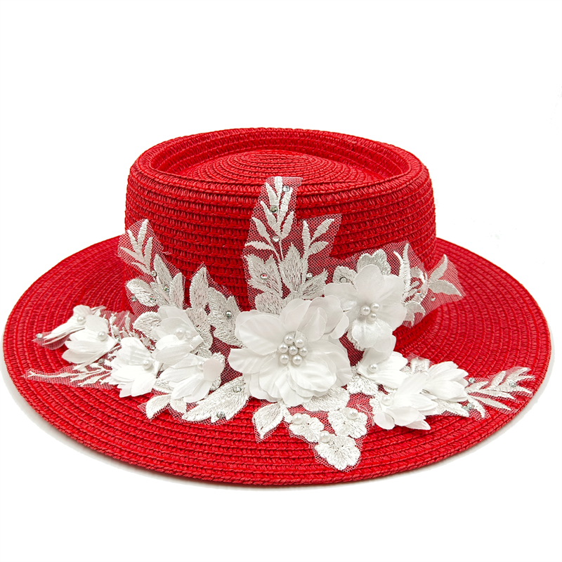5cm brim summer straw hat for women with sun shading and sun protection flat to image 19