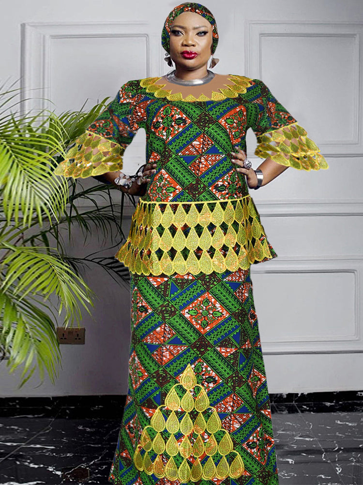 3XL 4XL Women Plus Size Clothing African Dashiki Print Wax Dress Wedding Party image 1