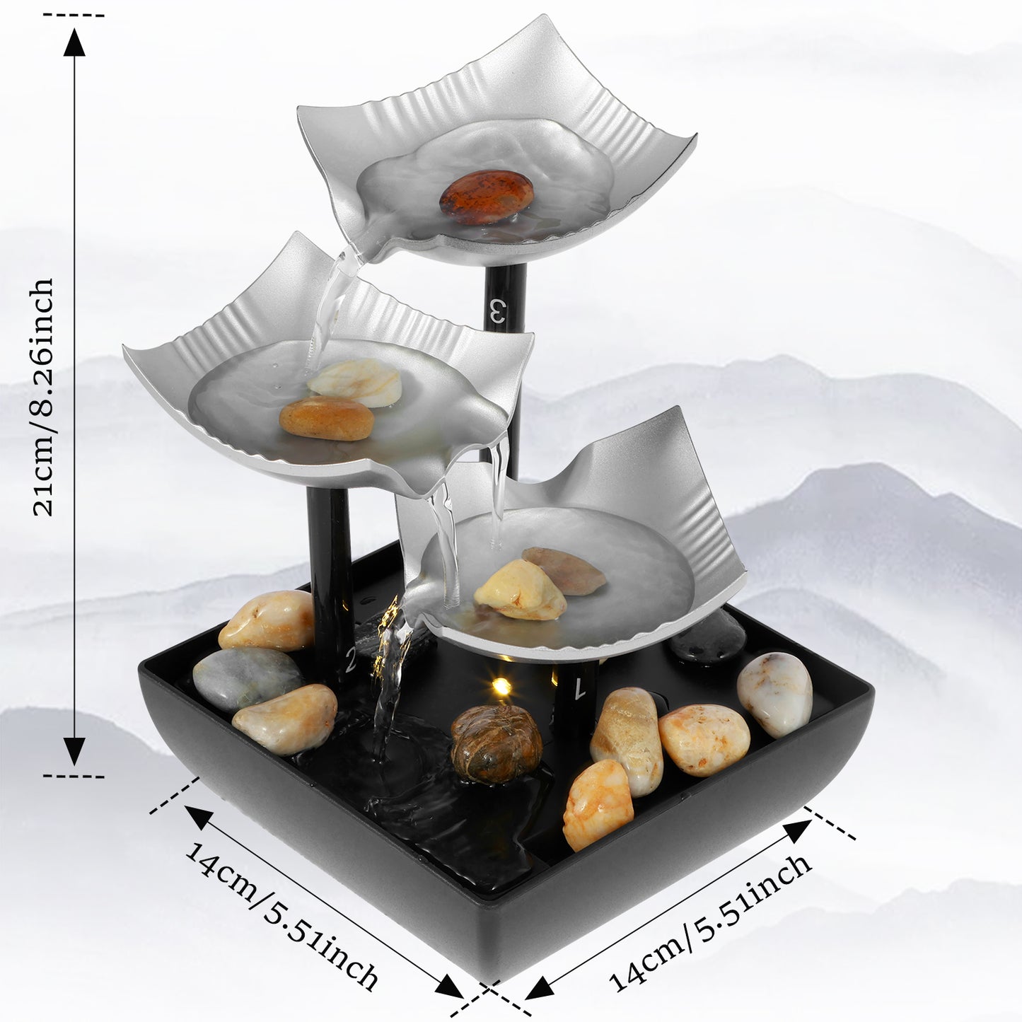 Tabletop fountain office feng shui wealth ornament meditation waterfall fountai image 4