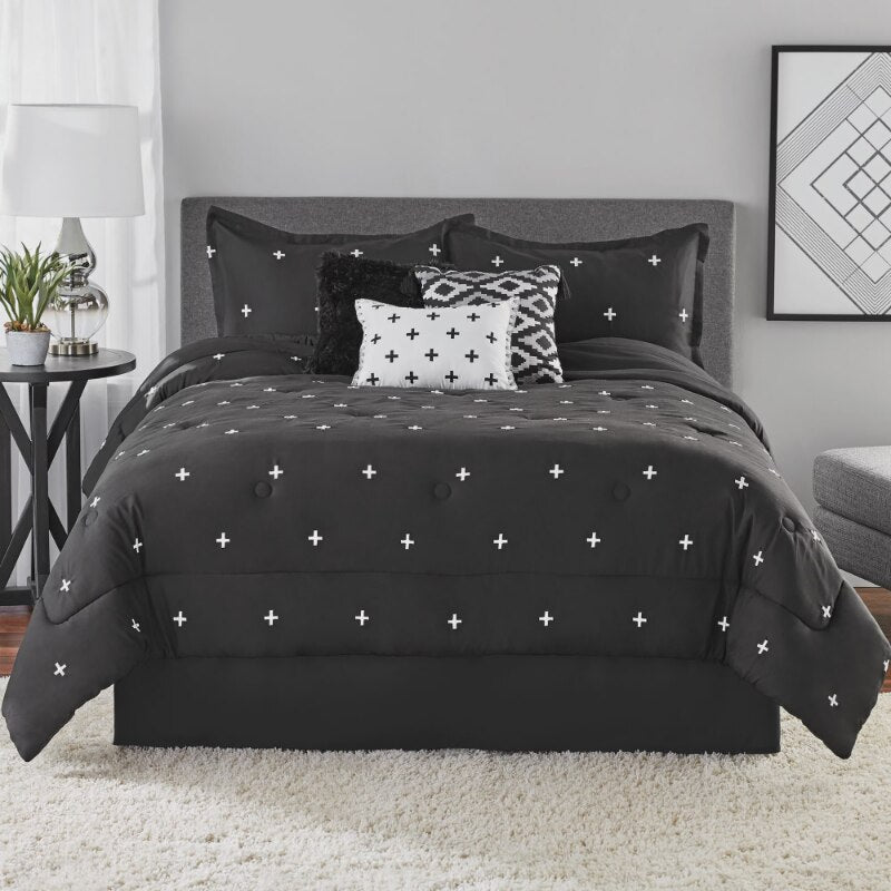 Mainstays 7-Piece Embroidered Comforter Set, Full/Queen image 0
