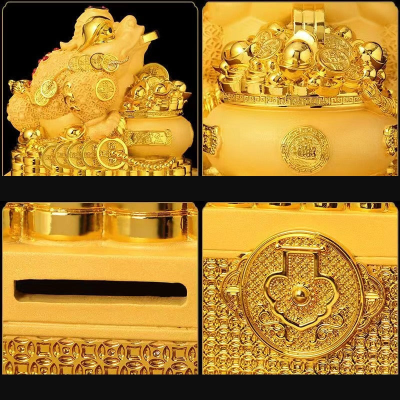 Mascot Golden Toad Piggy Bank Large Capacity Fortune Gathering Box Luxury Home image 5