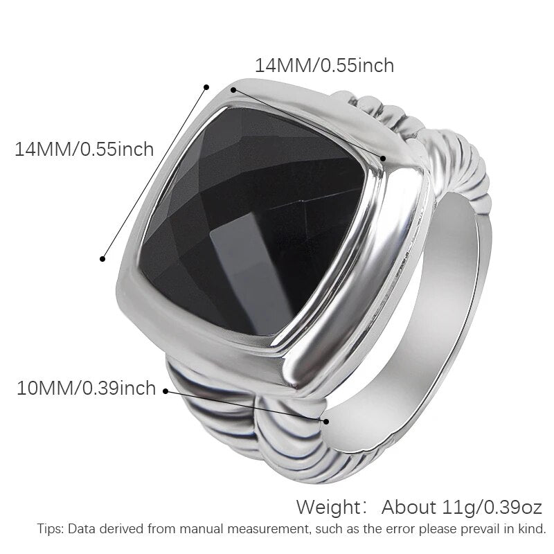 JADE ANGEL 14mm Cubic Zirconia Statement Ring for Women Men Fashion White Gold image 8