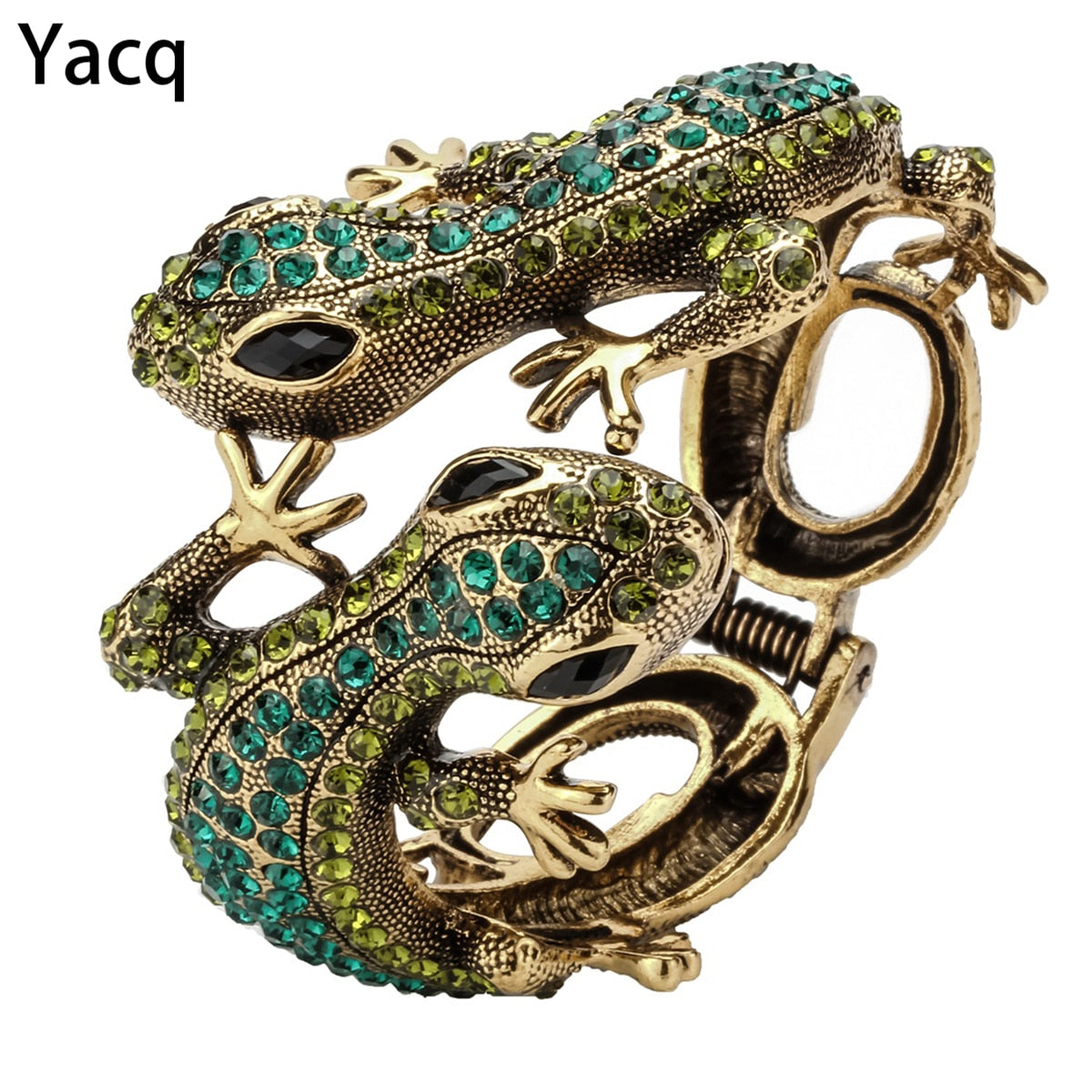 YACQ Gecko Bangle Bracelet Antique Gold Silver Color Animal Bling Crystal image 5