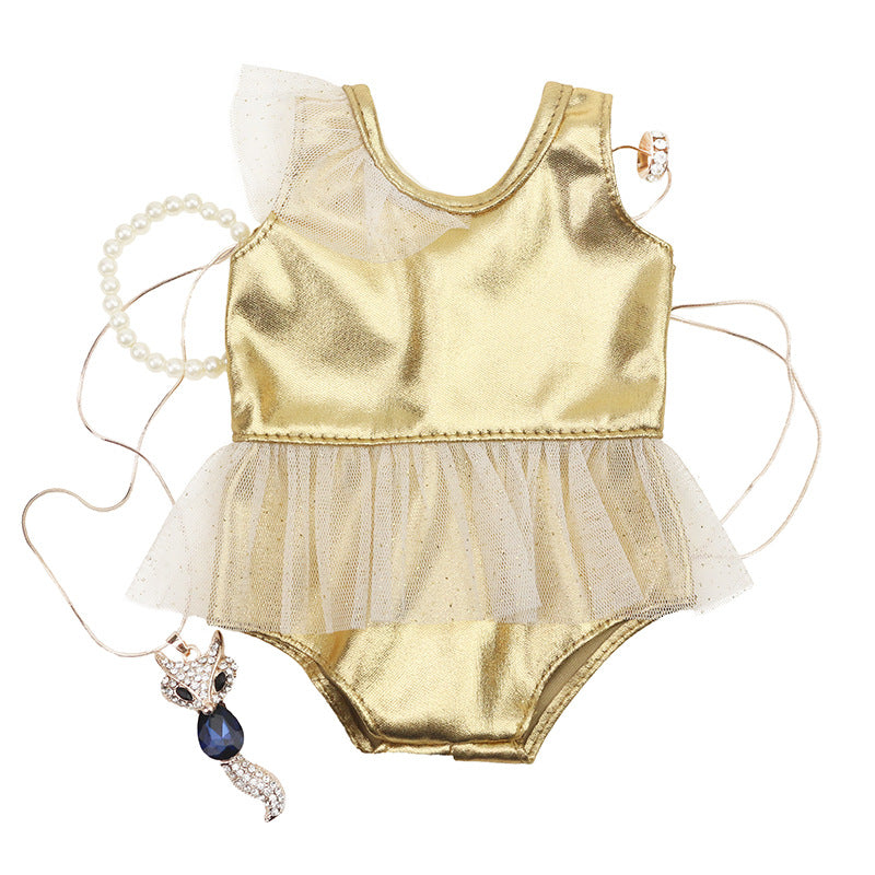 Doll Clothes 43cm Xiafu Doll Golden One-piece Doll Swimsuit image 6