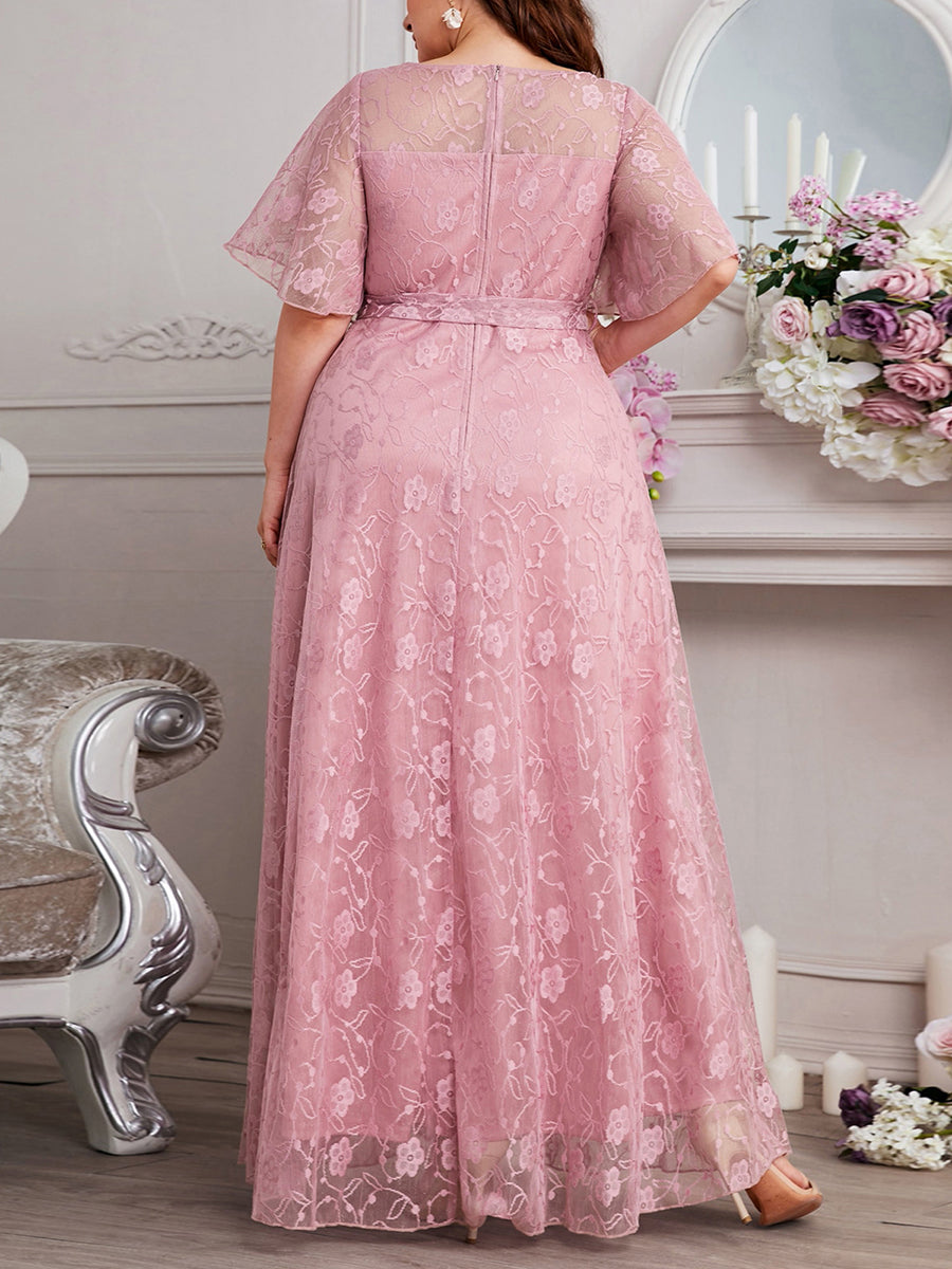 Women Plus Size Dress Elegant V-Neck Sleeveless Floral Print Maxi Dress with Be image 1