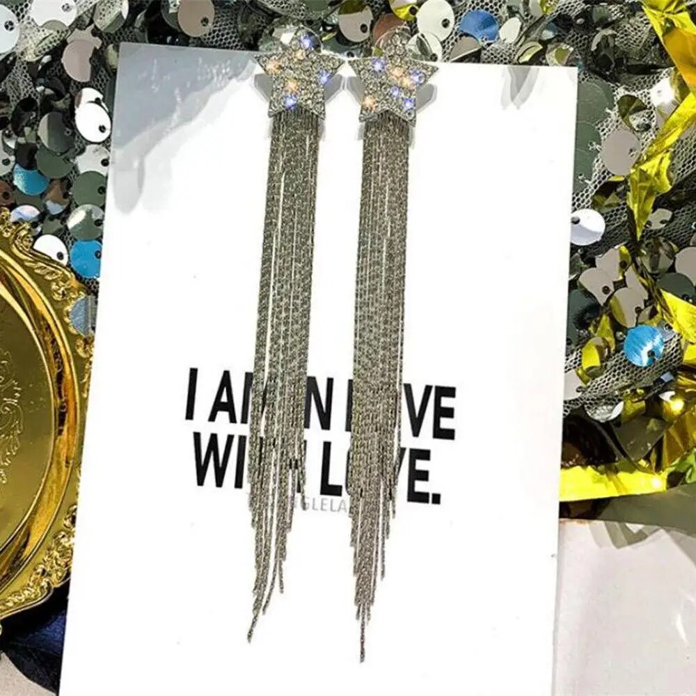 Zircon Wheat Tassel Pendant Gold Color U-shaped Earrings for Women 2023 New Fas image 28