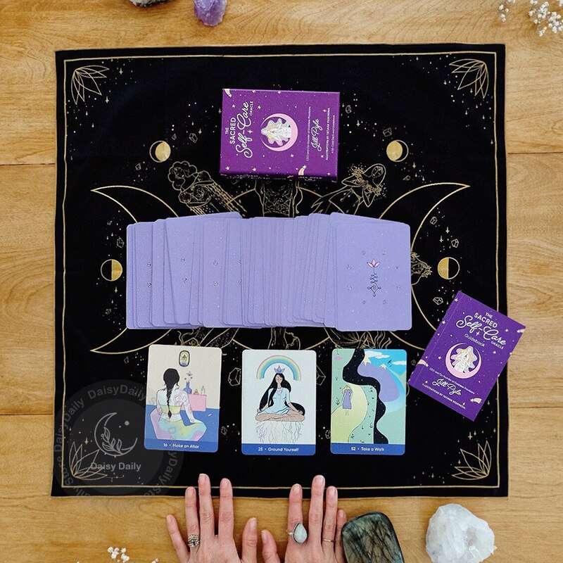 Black Gold Moon Phase Tarot Mat Oracle Mats Altar Cloths Tarot Altar Shrine Clo image 3