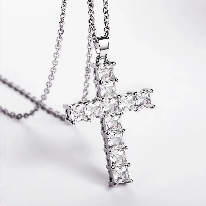 New Fashion Necklaces Female Pendants Gold Multi Color Crystal Jesus Cross Pend image 1