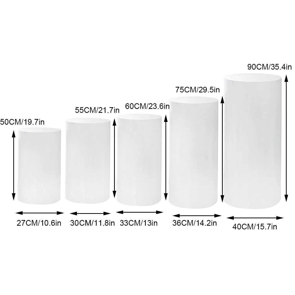 White Gold New Round Cylinder Pedestal Display Art Decor Plinths Pillars for DI image 3