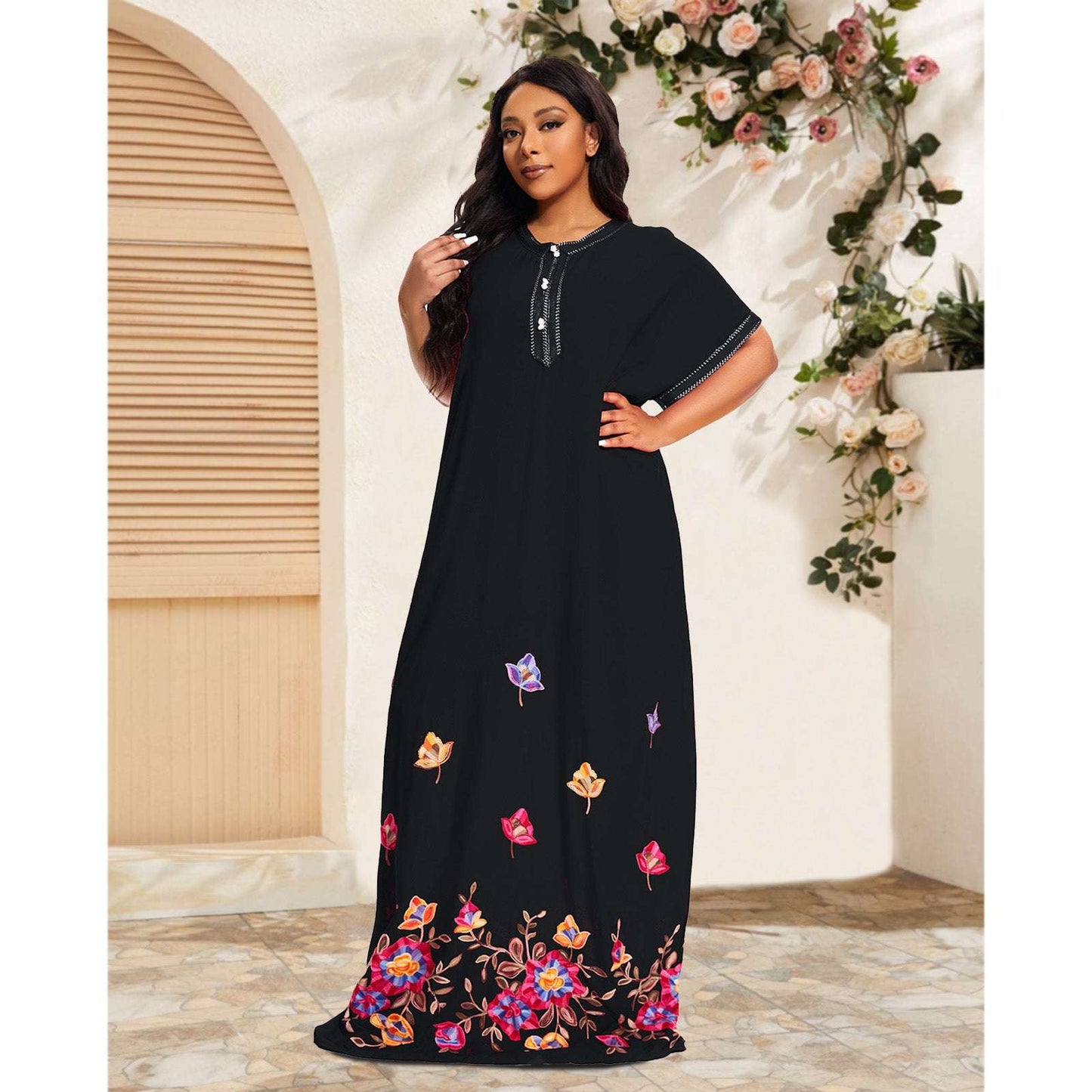 PlusSize Traditional Cotton Kaftan Clothing Loose Abayas Dress African Beach Ho image 4
