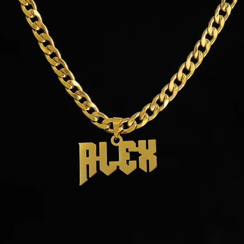 Customized Name Necklace Pendant Gold Color Personalized Stainless Steel 5mm Wi image 2
