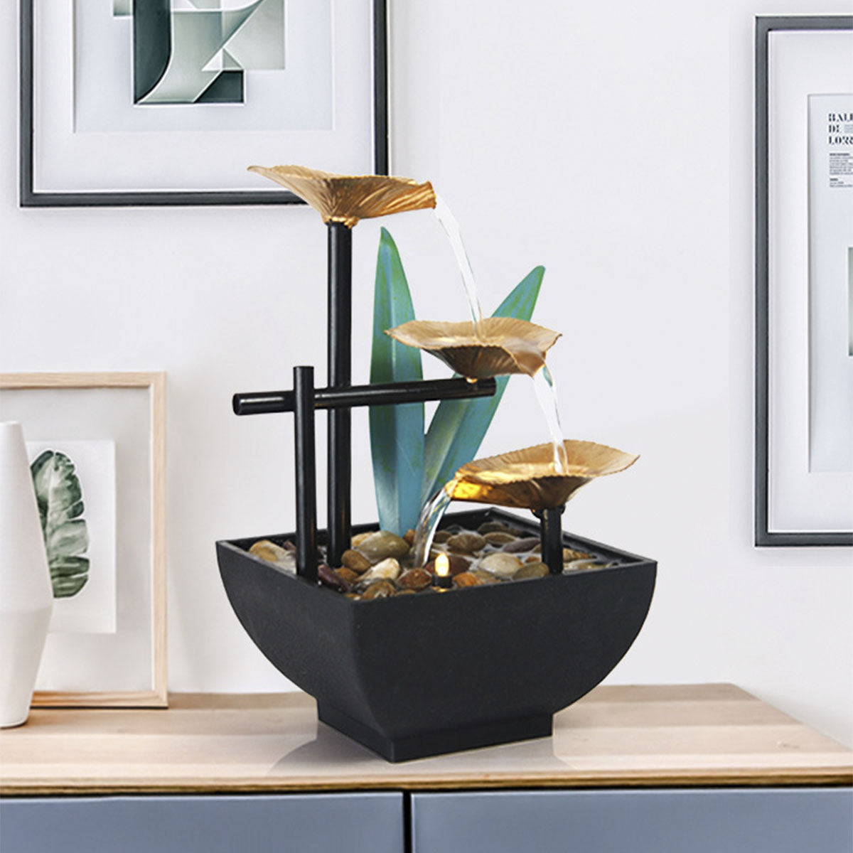 Tabletop Fountain Desktop Fountain 3-Tier Indoor Relaxation Fountain Tabletop O image 0