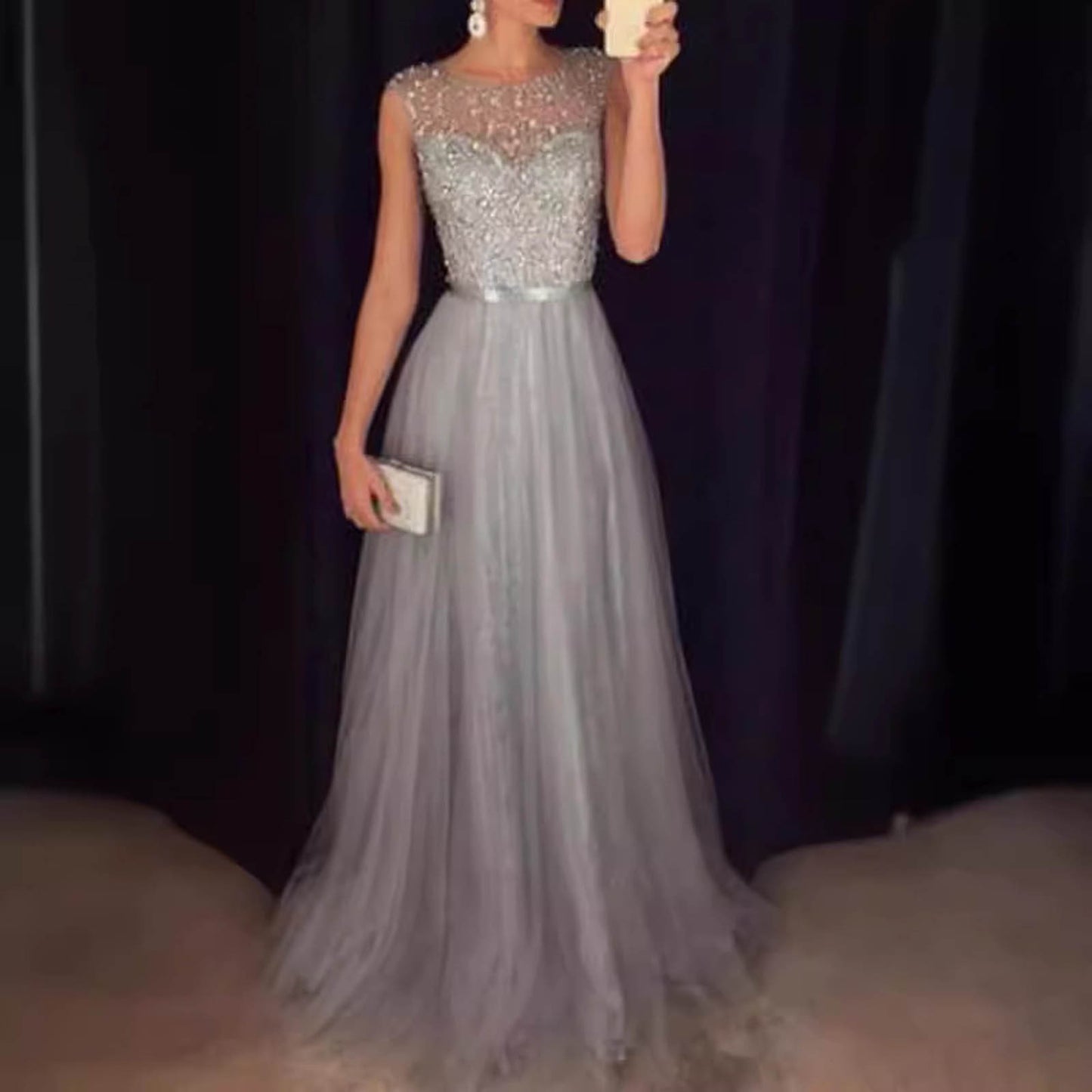 Women Formal Long Lace Dress Prom Evening Party Cocktail Bridesmaid Wedding Gow image 1