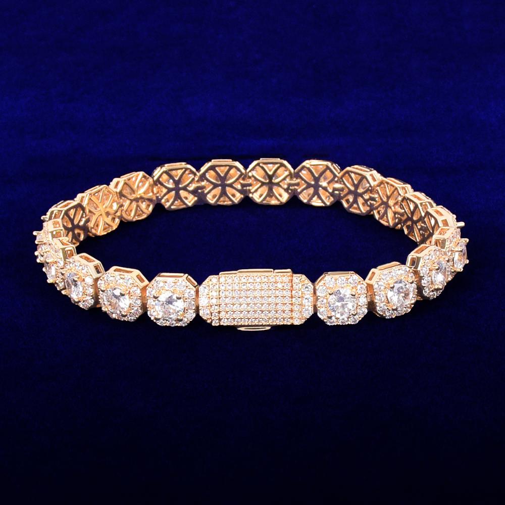 Bubble Letter Clustered Tennis Bracelet for Men Real Gold Plated Hip Hop Jewelry image 0