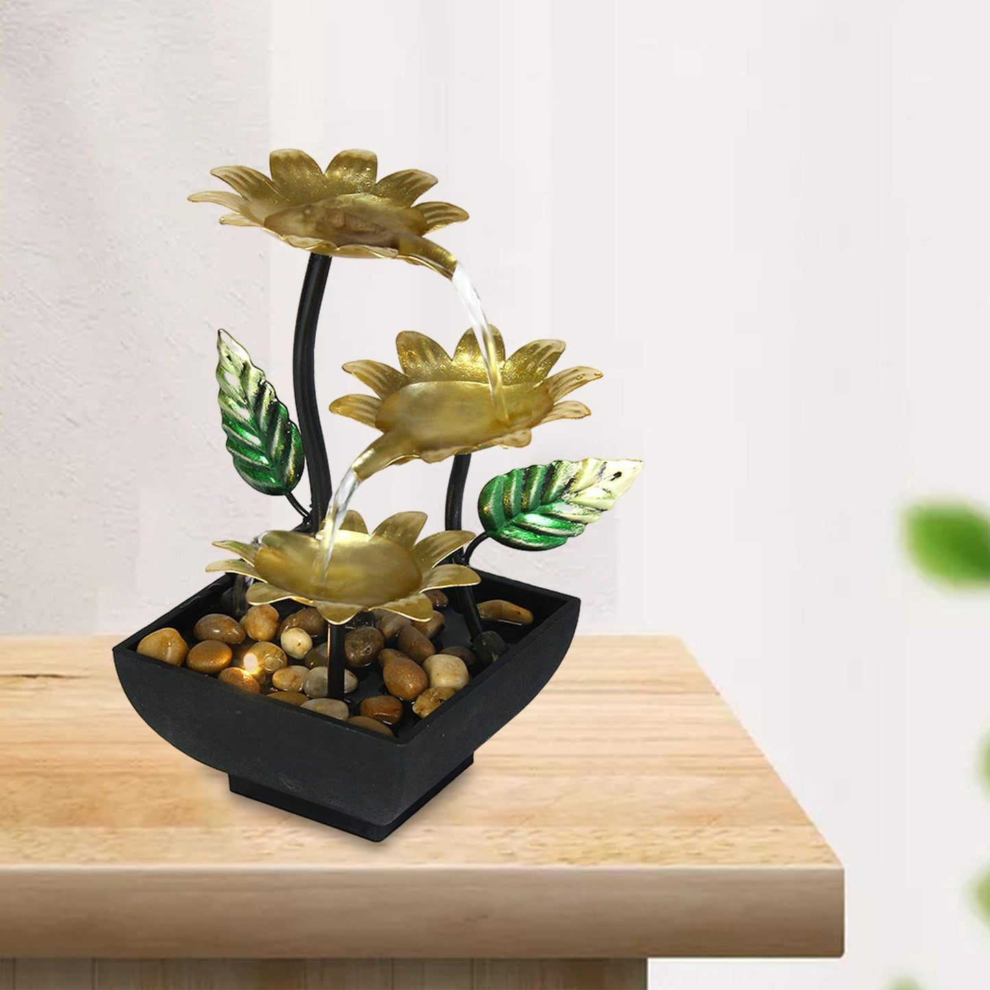 Tabletop Water Fountain Ornament Waterfall USB Indoor with LED Light image 1