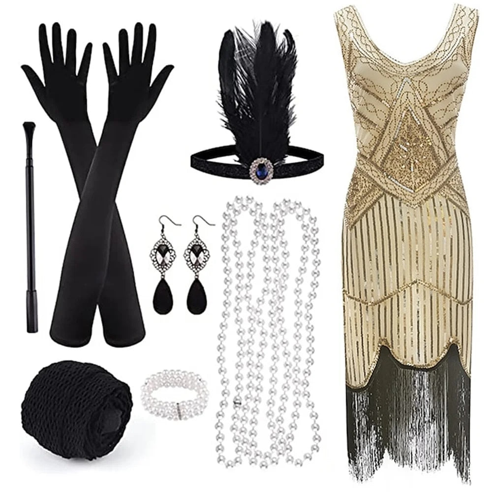 Retro 20s 1920s Flapper Dress Outfits Flapper Headband The Great Gatsby Women's image 3
