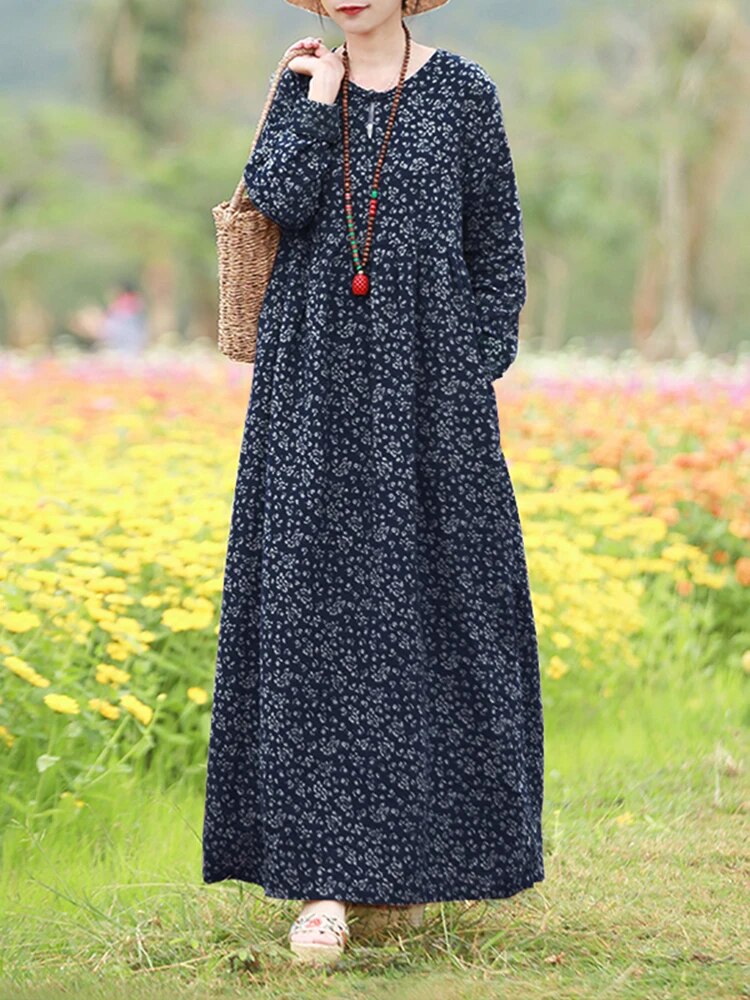 Vintage Women's Printed Dress 2023 ZANZEA Spring Sundress Casual Long Sleeve Ma image 4
