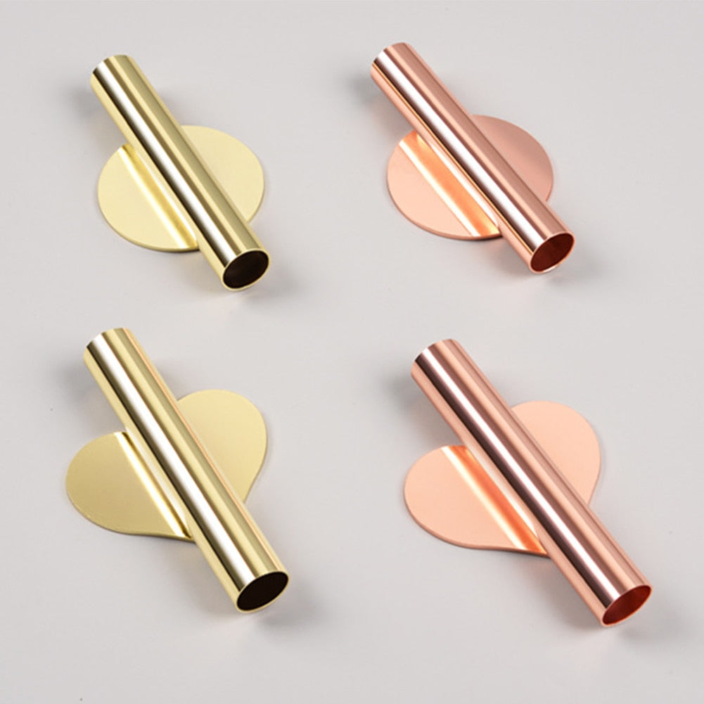 1Pcs Creative Rose Golden Stainless steel Vase Wall Holder Flowerpot Home Weddi image 7