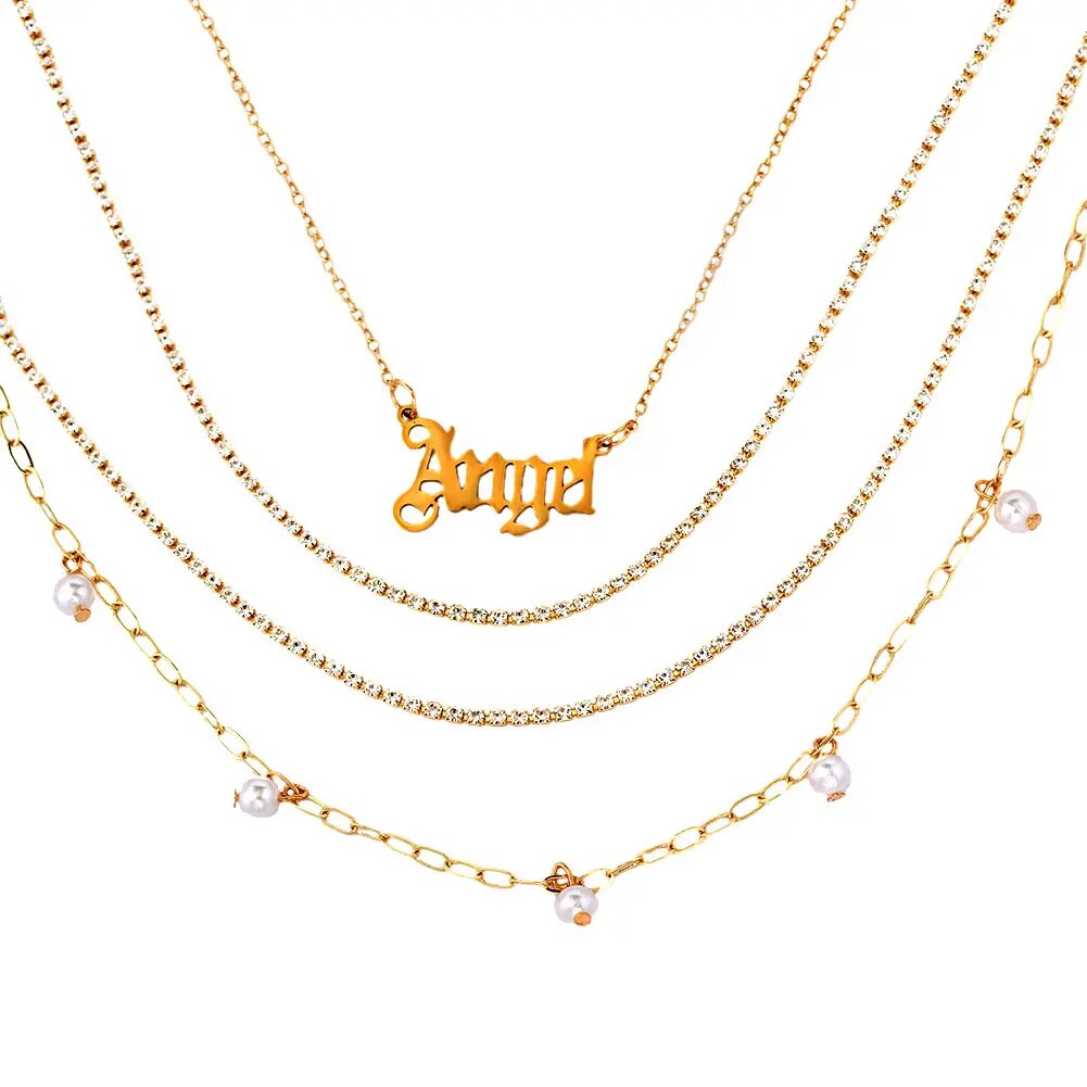 New Multi Layer Butterfly Dragon Charms Crystal Necklaces For Women Punk Golden image 4