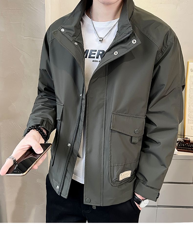 Versatile Autumn Winter Men Solid Casual Loose Simple Aviator Jacket Jacket Coa image 5