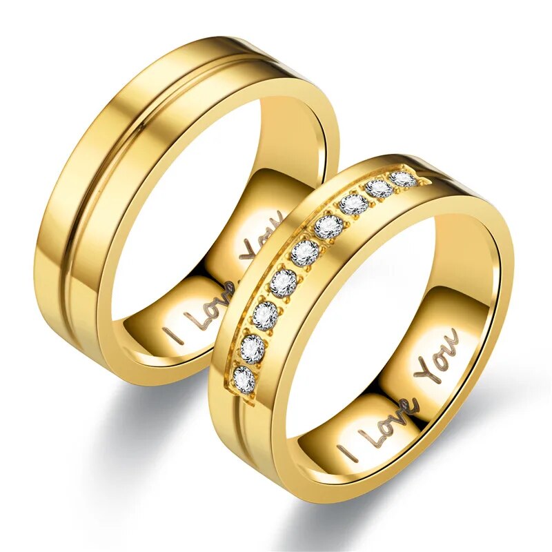 Fashion Women Men Titanium Steel Ring Classic Letter I Love You Rings Gold Colo image 1
