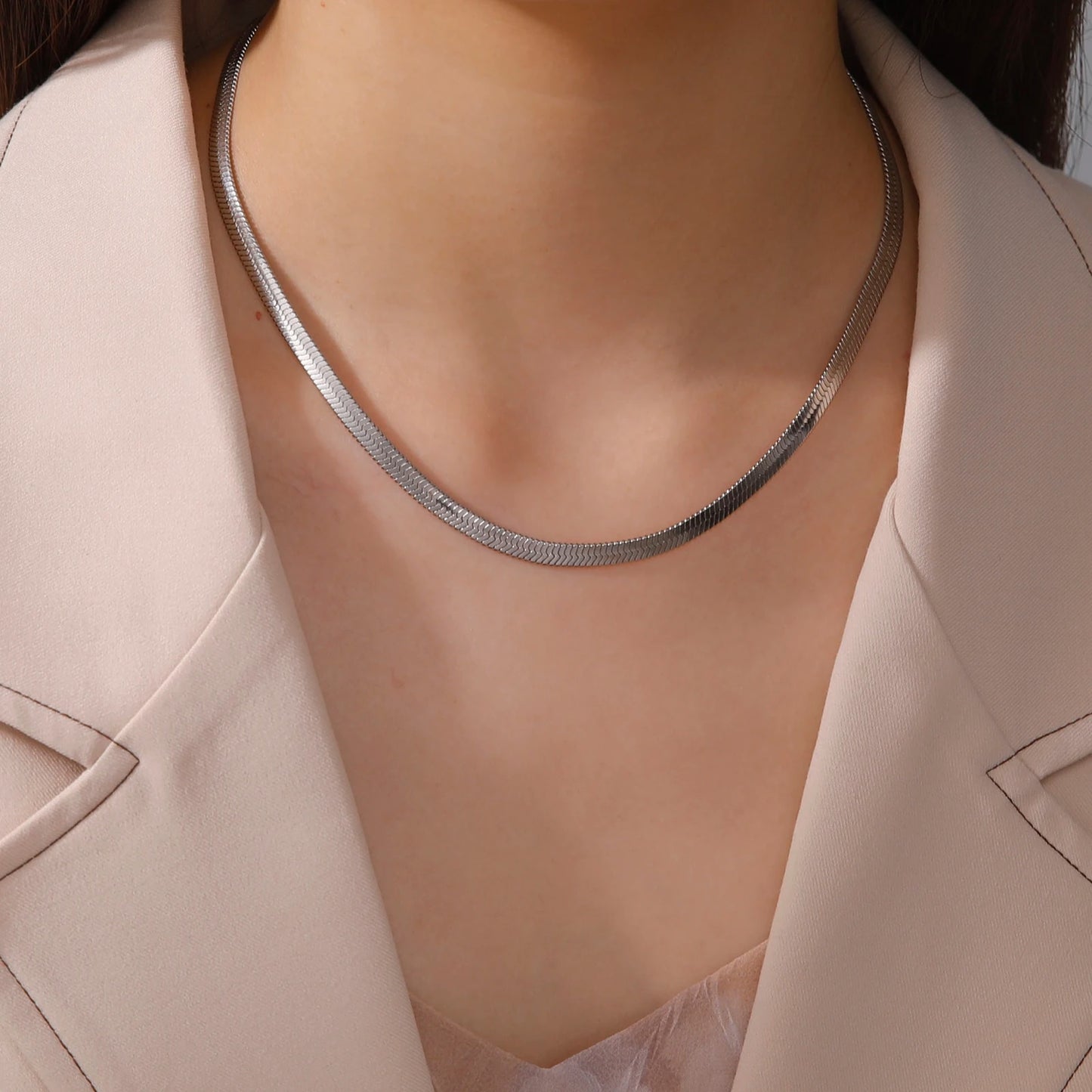 Skyrim Stainless Steel Snake Chain Necklace for Women Men Gold Color Herringbon image 5