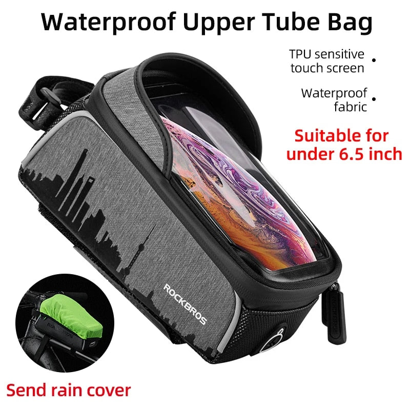 ROCKBROS Bicycle Bag Waterproof Touch Screen Cycling Bag Top Front Tube Frame M image 2