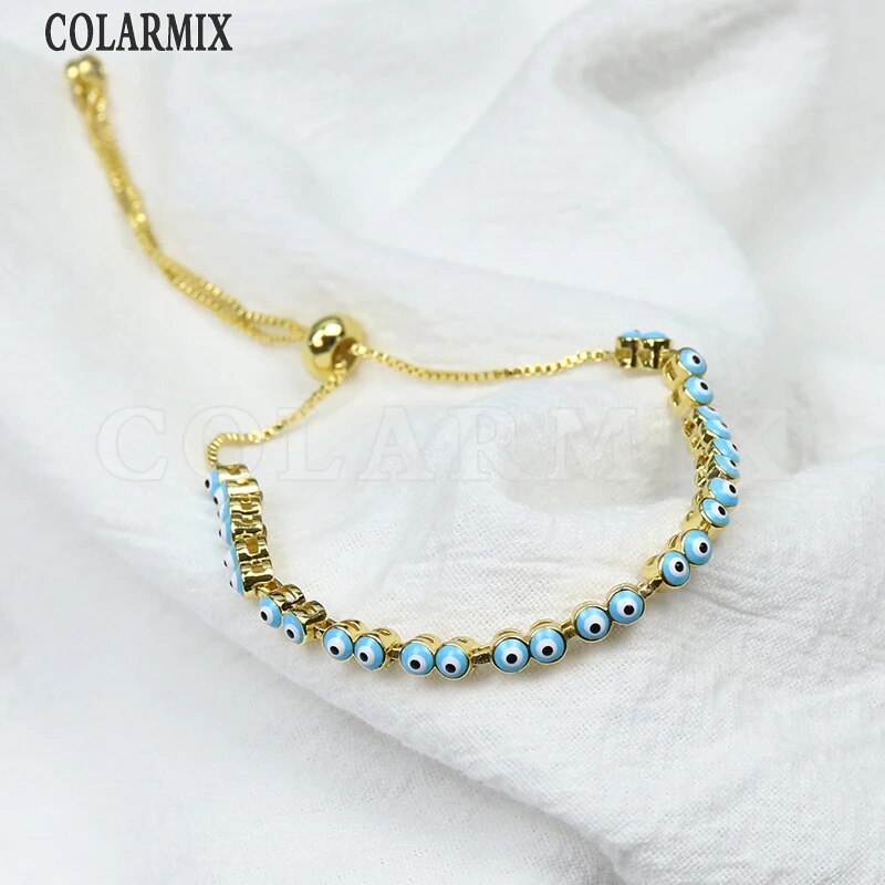 10Pcs 2022 Bracelet Enamel Colorful Eyes Braceelt Jewelry for Women Gold Plate image 5