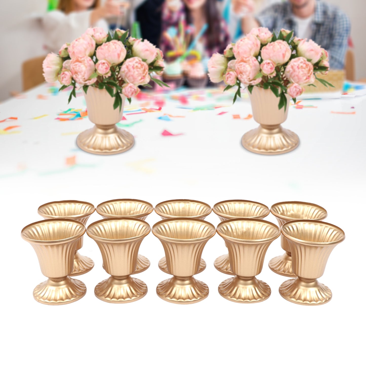 10pcs Creative Golden Flower Trumpet Vases Desktop Wedding Party image 0