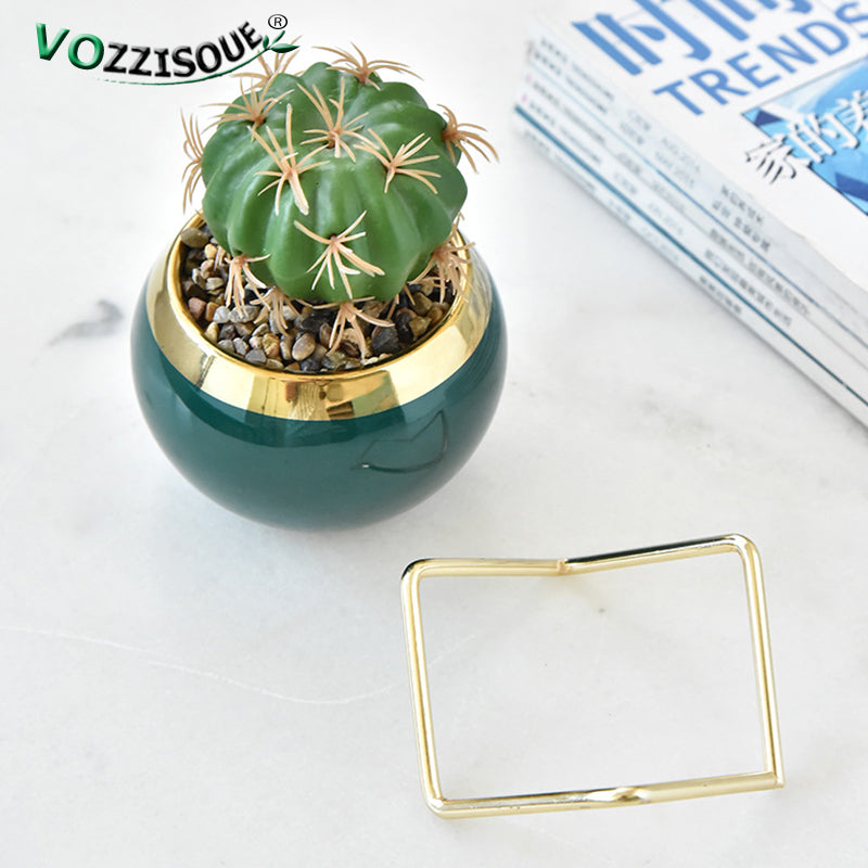 Nordic INS Style Luxury Gilded Ceramic Small Flowerpot with Golden Bracket Crea image 17