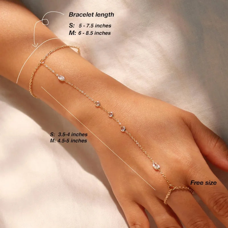 18K Gold STAINLESS STEELDainty plated Hand Chain Bracelet for Her STAINLESS STE image 2