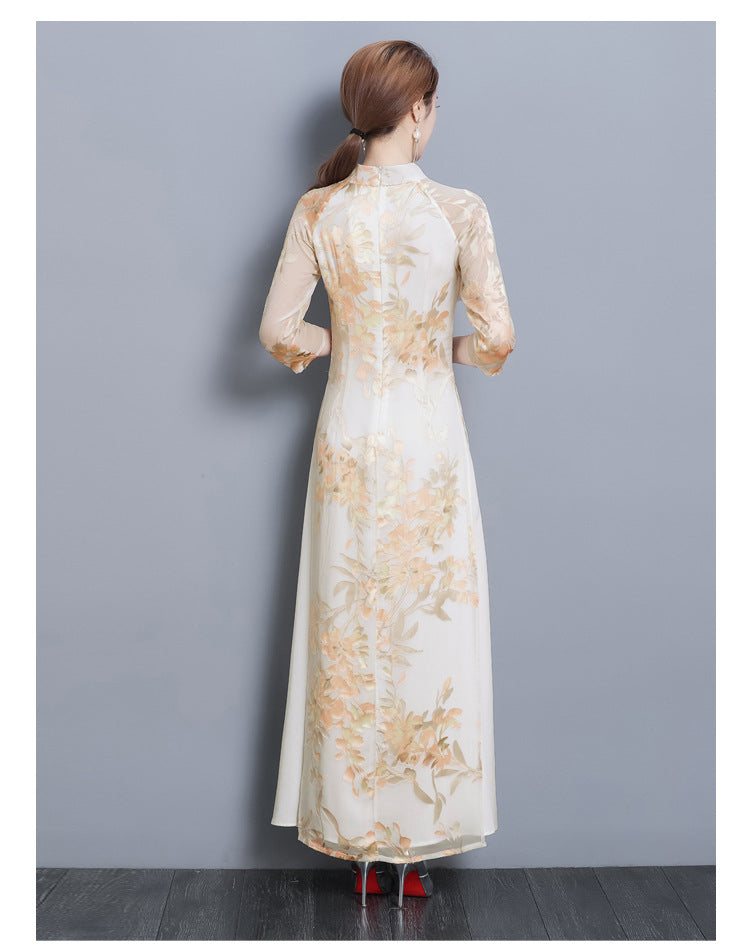 Vietnam Dress for Women Ao Dai 2022 Spring Summer New Floral Elegant Cheongsam image 2