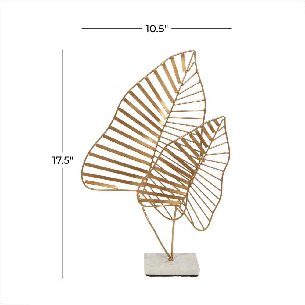 Iron Glam Gold Metallic Fern Leaf Table Top Decors 11"W X 17"H Home Decor Home image 2