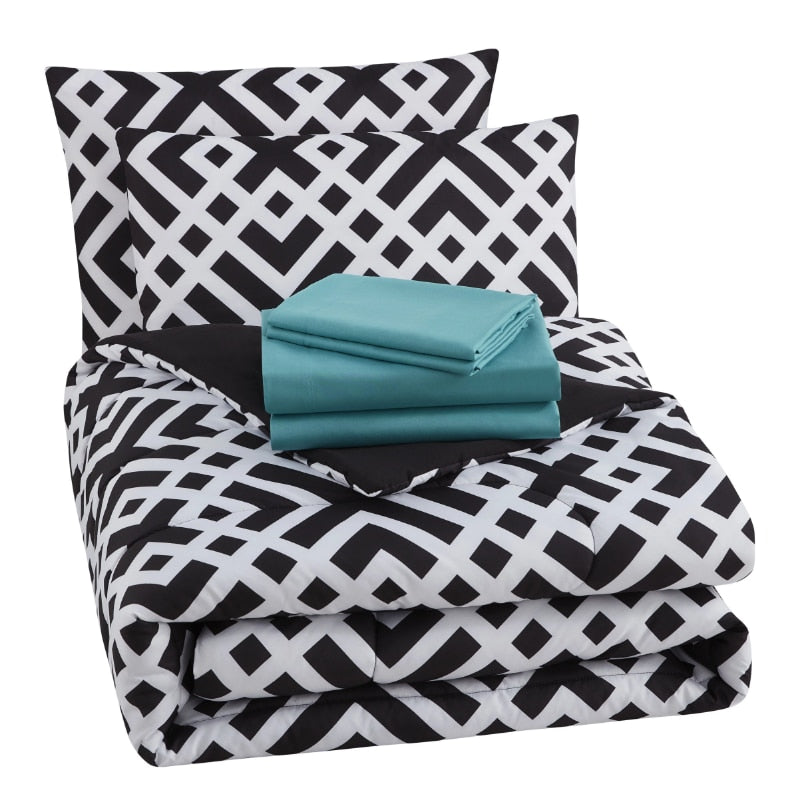 Mainstays Gray Geometric 8 Piece Bed in a Bag Comforter Bedding Set With Sheets image 7