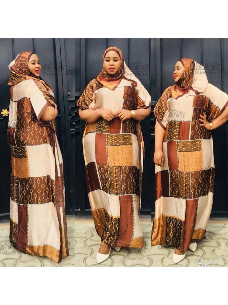 Free Size New Chiffon Super African Dashiki Traditional Party Dress with Scar image 6