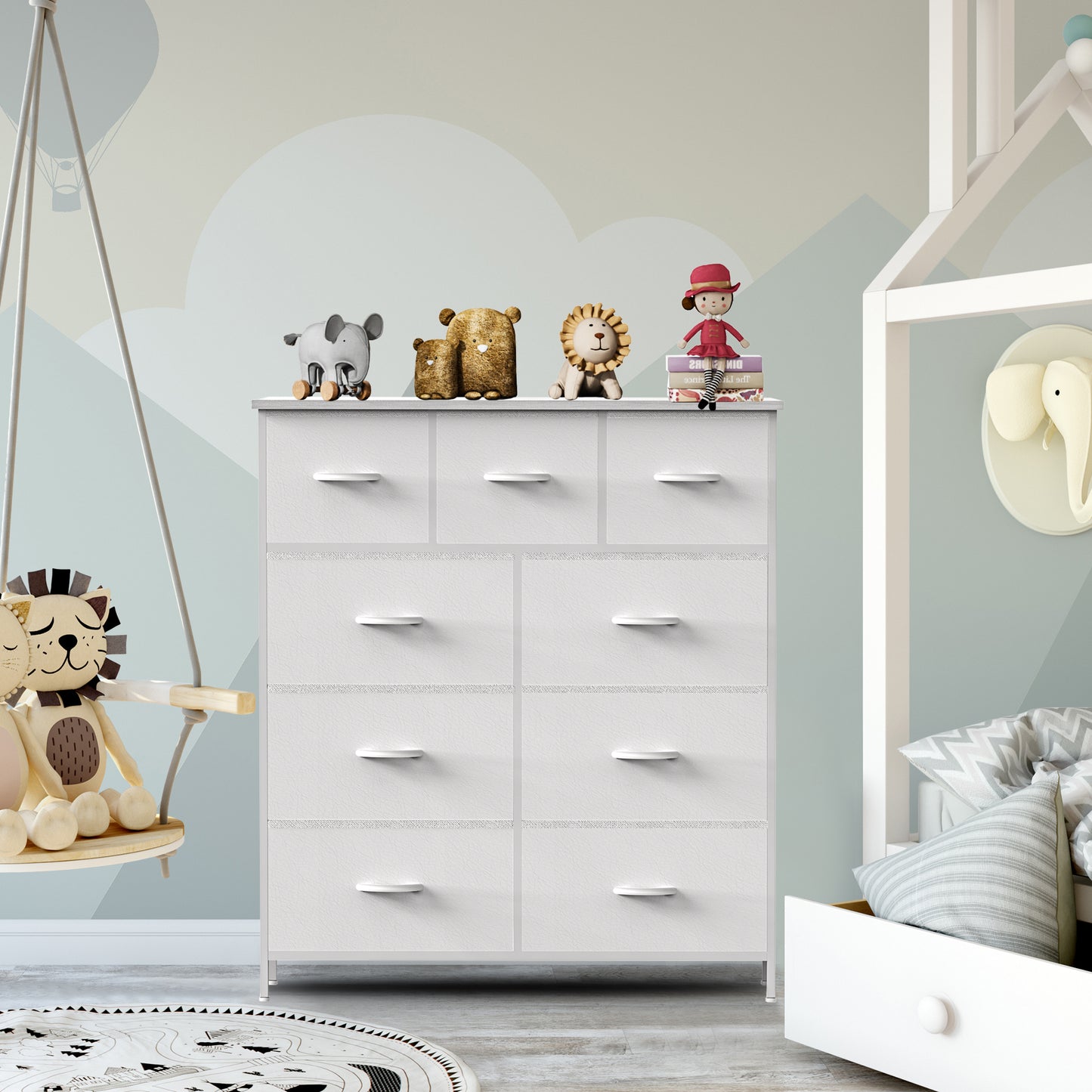 Dresser For Bedroom With 9 Fabric Storage Drawer Wardrobe Tall Chest Organizer image 5