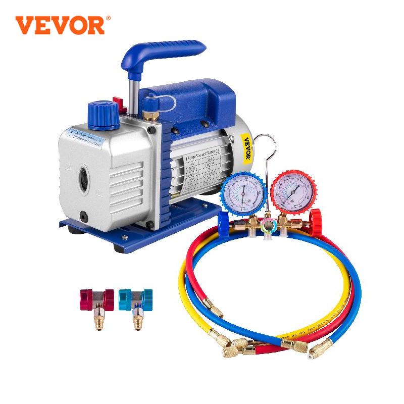 VEVOR 1.8-4.8CFM Refrigerant Vacuum Pump Kits HVAC Refrigeration 1/3 1/4 HP wit image 2