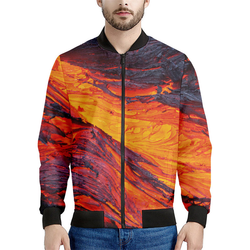 Volcano Eruption Magma 3d Printed Jackets Men Long Sleeve Loose Sweatshirt Cool image 3
