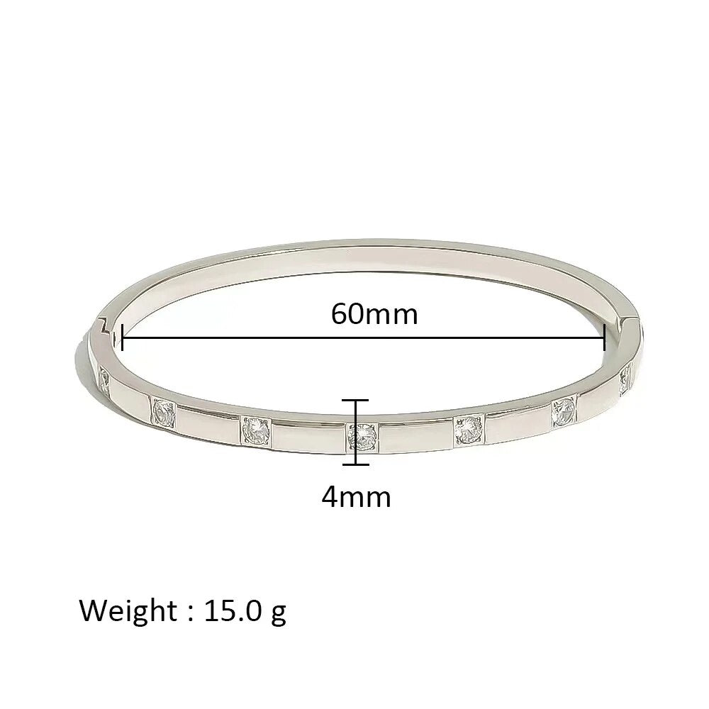 Waterproof Zirconia Cuff Bangles for Women Men 18k Gold Plated Stainless Steel image 31