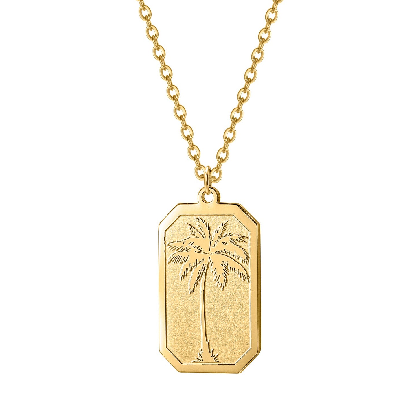 Necklace For Women With Palm Tree Gold Stainless Steel Chain Personalized image 1