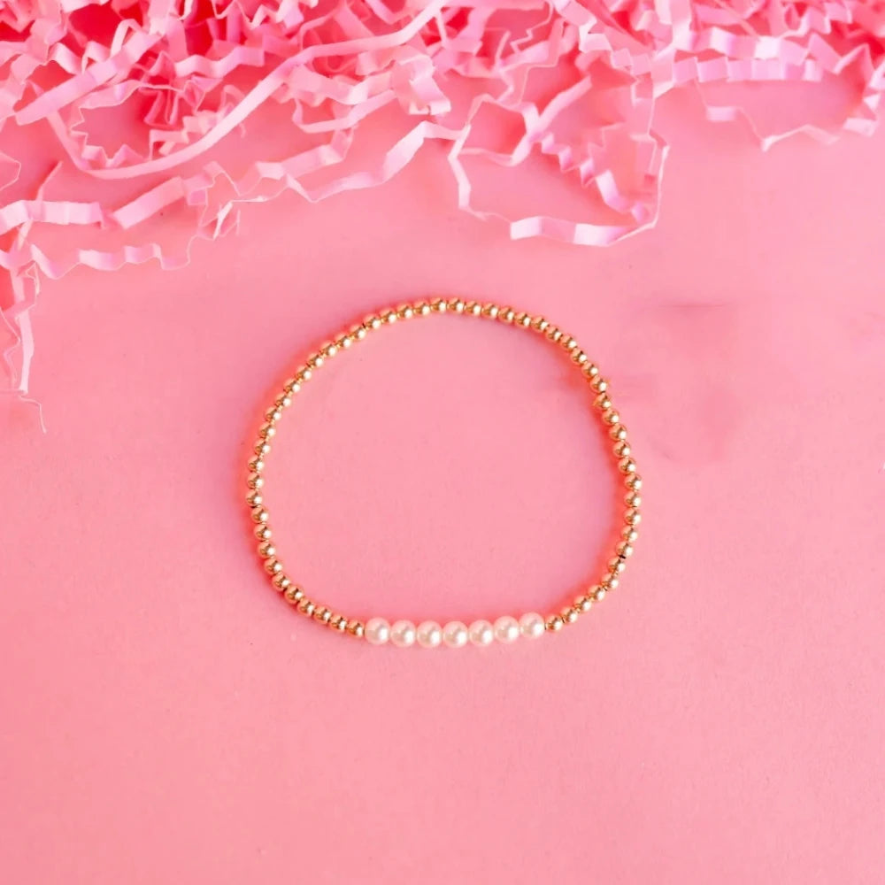 CCGOOD 6mm Natural Shell Pearl Bracelet Boho Jewelry Gold Plated 18 K Beads Bra image 0