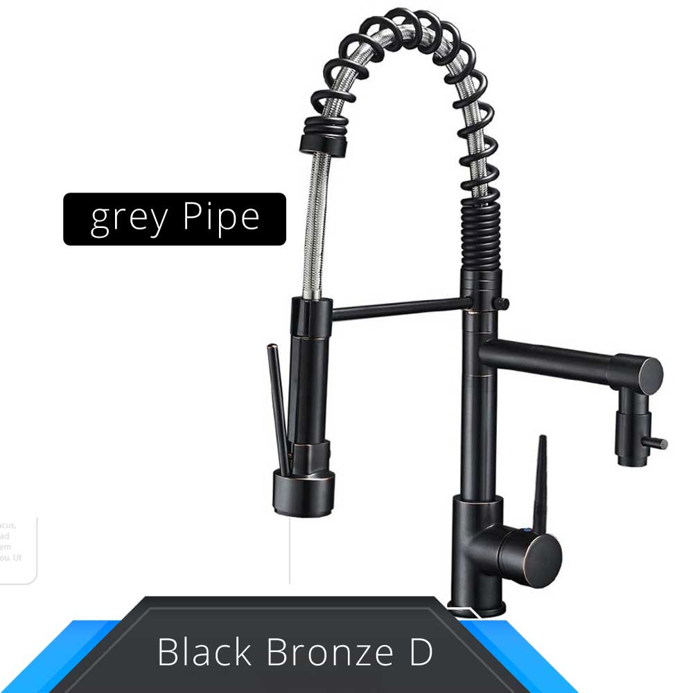 Rozin Black and Rose Golden Spring Pull Down Kitchen Sink Faucet Hot & Cold Wa image 9