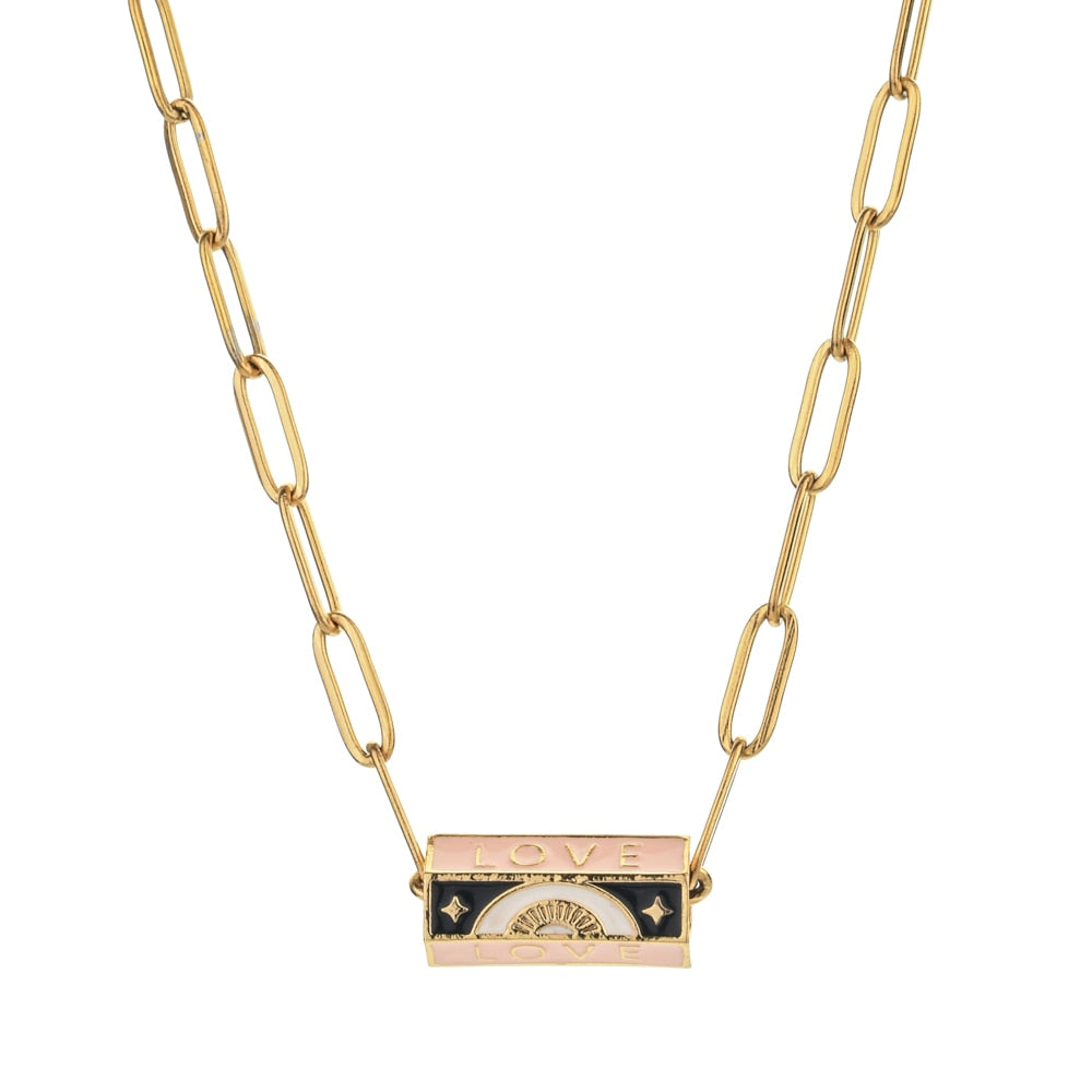 ZMZY Boho Clip Necklace For Women Stainless Steel Chain Gold Color Eye Pendant image 7