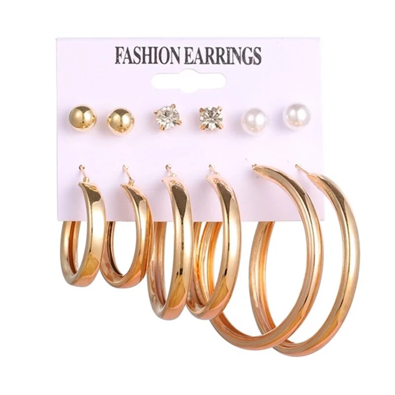 FNIO Statement Gold Color Big Bamboo Circle Hoop Earrings For Women Hip Hop Ear image 17