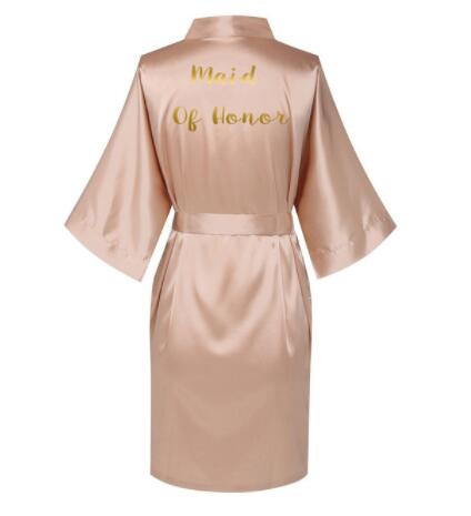 Rose Gold Satin Silk bride robe Wedding Robe Bridesmaid Bride Dressing Gown image 5